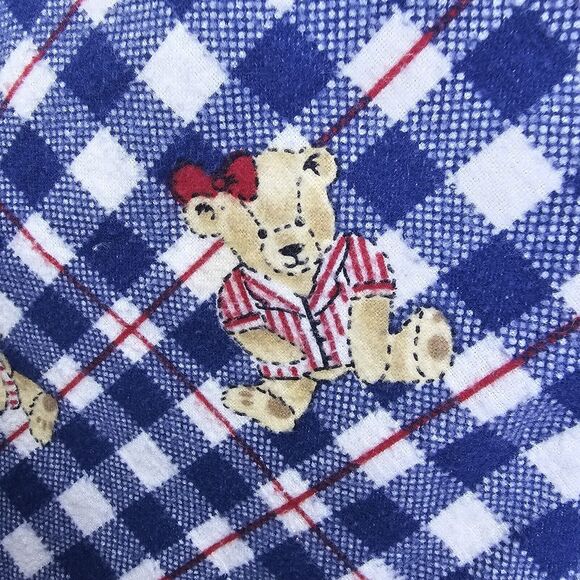 Kathy Ireland Jumpsuit Womens Medium Cotton Flannel Teddy Bear Check Plaid Cozy - Picture 5 of 15